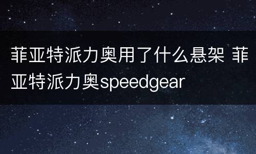 菲亚特派力奥用了什么悬架 菲亚特派力奥speedgear