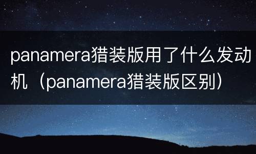 panamera猎装版用了什么发动机（panamera猎装版区别）
