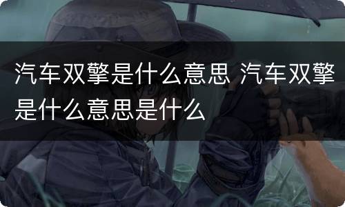 汽车双擎是什么意思 汽车双擎是什么意思是什么