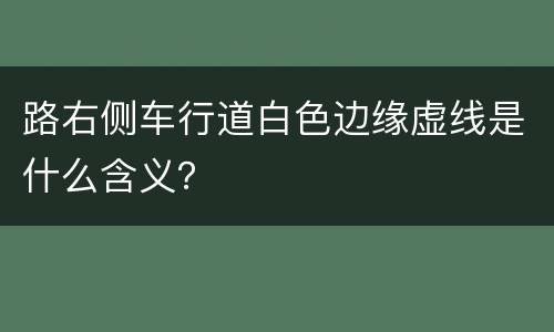路右侧车行道白色边缘虚线是什么含义？
