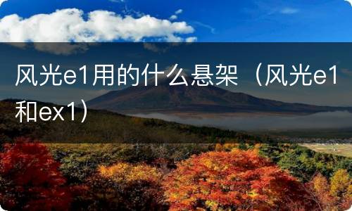 风光e1用的什么悬架（风光e1和ex1）