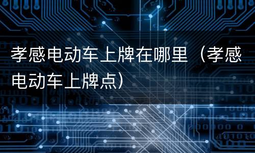 孝感电动车上牌在哪里（孝感电动车上牌点）