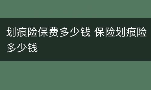划痕险保费多少钱 保险划痕险多少钱