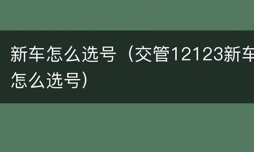新车怎么选号（交管12123新车怎么选号）