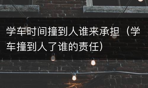 学车时间撞到人谁来承担（学车撞到人了谁的责任）