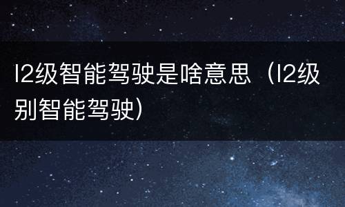 l2级智能驾驶是啥意思（l2级别智能驾驶）