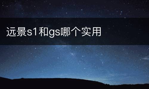 远景s1和gs哪个实用
