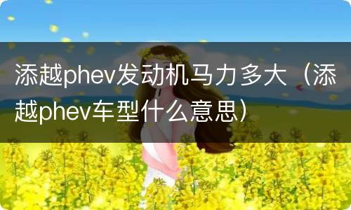 添越phev发动机马力多大（添越phev车型什么意思）