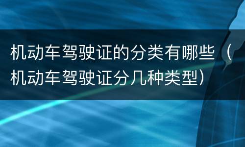 机动车驾驶证的分类有哪些（机动车驾驶证分几种类型）
