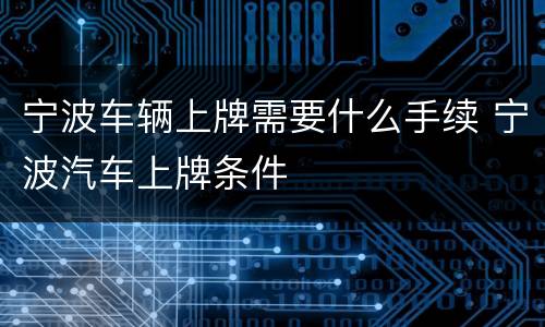 宁波车辆上牌需要什么手续 宁波汽车上牌条件