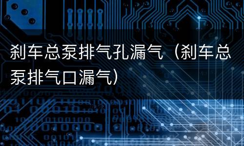 刹车总泵排气孔漏气（刹车总泵排气口漏气）