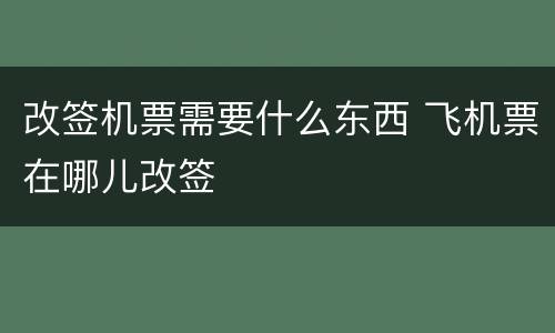 改签机票需要什么东西 飞机票在哪儿改签
