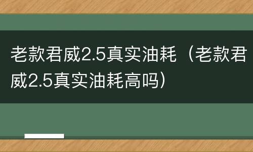 老款君威2.5真实油耗（老款君威2.5真实油耗高吗）