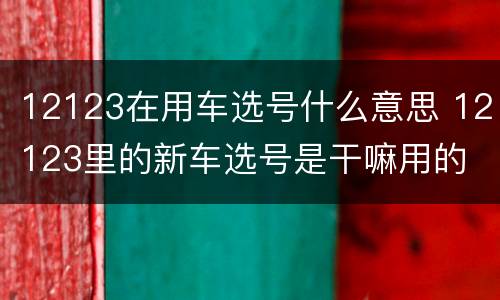 12123在用车选号什么意思 12123里的新车选号是干嘛用的
