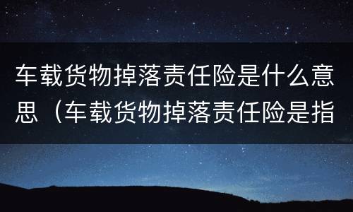 车载货物掉落责任险是什么意思（车载货物掉落责任险是指保险车辆在使用过程中）