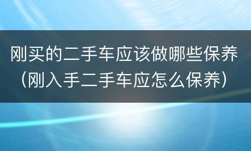 刚买的二手车应该做哪些保养（刚入手二手车应怎么保养）