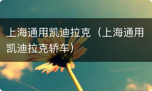 上海通用凯迪拉克（上海通用凯迪拉克轿车）