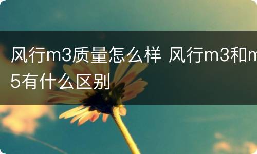 风行m3质量怎么样 风行m3和m5有什么区别