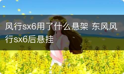 风行sx6用了什么悬架 东风风行sx6后悬挂