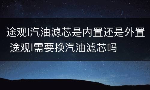 途观l汽油滤芯是内置还是外置 途观l需要换汽油滤芯吗