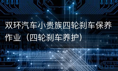 双环汽车小贵族四轮刹车保养作业（四轮刹车养护）