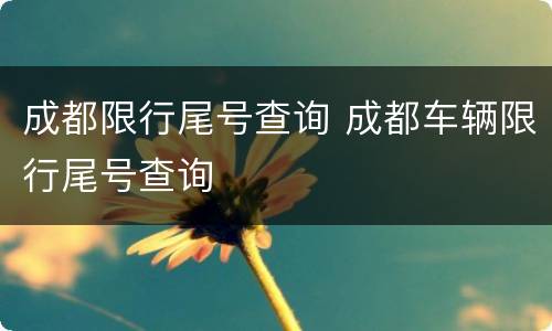成都限行尾号查询 成都车辆限行尾号查询