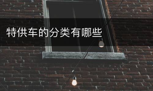 特供车的分类有哪些