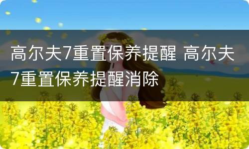 高尔夫7重置保养提醒 高尔夫7重置保养提醒消除
