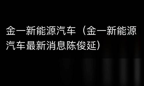 金一新能源汽车（金一新能源汽车最新消息陈俊延）