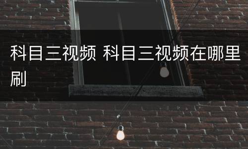 科目三视频 科目三视频在哪里刷