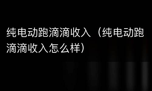 纯电动跑滴滴收入（纯电动跑滴滴收入怎么样）