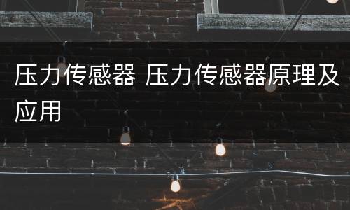 压力传感器 压力传感器原理及应用