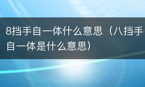 8挡手自一体什么意思（八挡手自一体是什么意思）