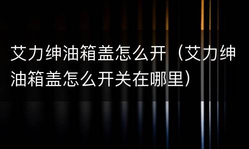 艾力绅油箱盖怎么开（艾力绅油箱盖怎么开关在哪里）