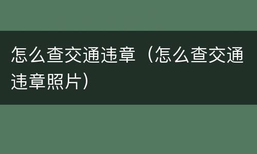 怎么查交通违章（怎么查交通违章照片）