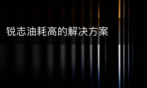 锐志油耗高的解决方案