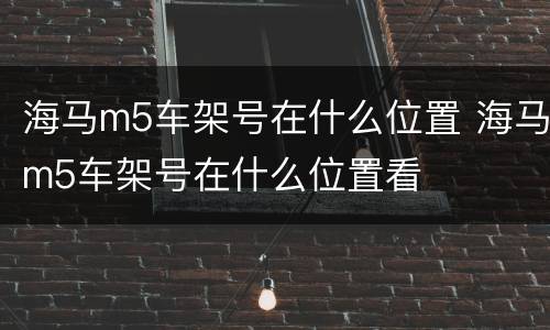 海马m5车架号在什么位置 海马m5车架号在什么位置看