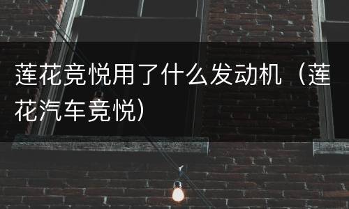 莲花竞悦用了什么发动机（莲花汽车竞悦）