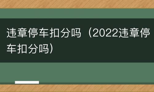 违章停车扣分吗（2022违章停车扣分吗）