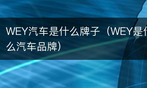 WEY汽车是什么牌子（WEY是什么汽车品牌）