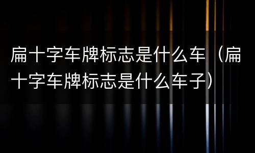 扁十字车牌标志是什么车（扁十字车牌标志是什么车子）
