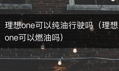 理想one可以纯油行驶吗（理想one可以燃油吗）