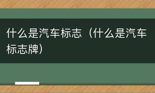 什么是汽车标志（什么是汽车标志牌）