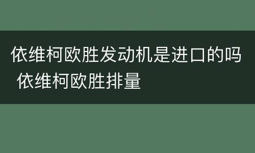 依维柯欧胜发动机是进口的吗 依维柯欧胜排量