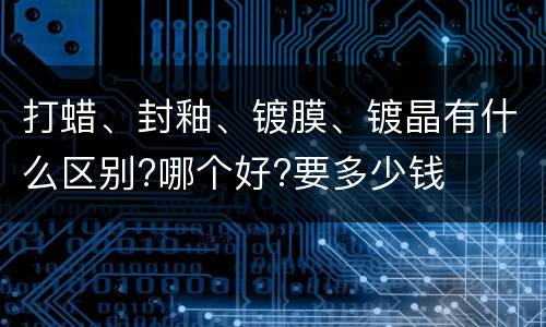 打蜡、封釉、镀膜、镀晶有什么区别?哪个好?要多少钱
