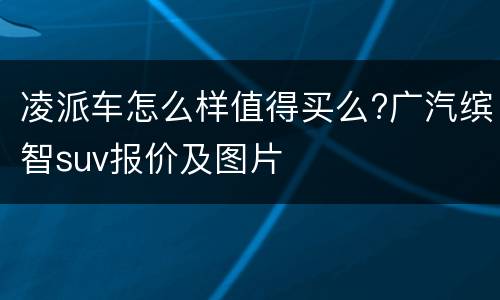 凌派车怎么样值得买么?广汽缤智suv报价及图片