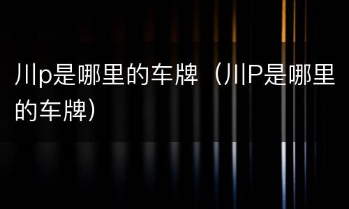 川p是哪里的车牌（川P是哪里的车牌）