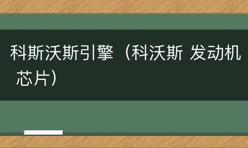 科斯沃斯引擎（科沃斯 发动机 芯片）