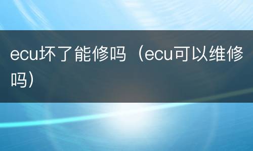 ecu坏了能修吗（ecu可以维修吗）