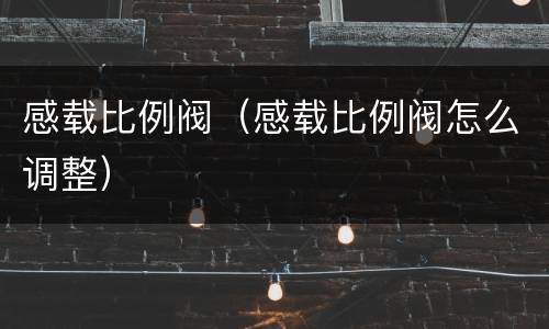 感载比例阀（感载比例阀怎么调整）